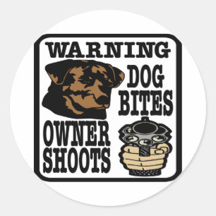 Dog Bites Owner Shoots Classic Round Sticker