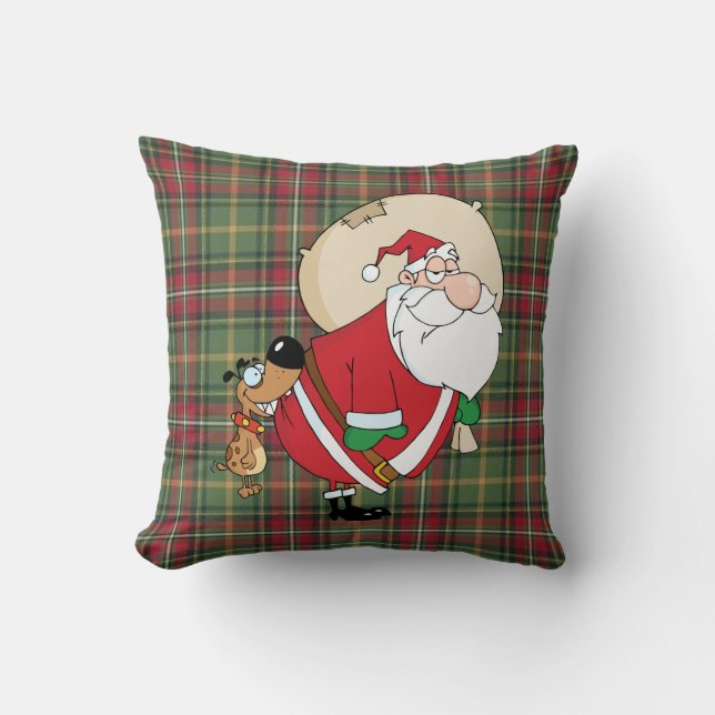 dog biting santa cushion (Front)