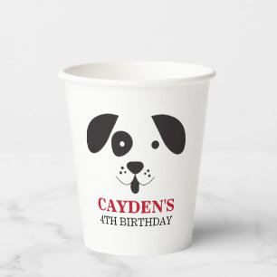 Dog Black and White Spot Birthday Paper Cups