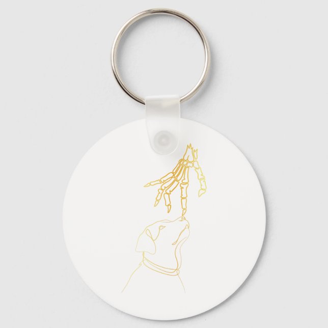 Dog Black Lover Skeleton Hand Funny Halloween 2023 Key Ring (Front)