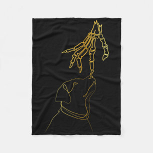 Dog Black Lover Skeleton Hand Funny Halloween  Fleece Blanket