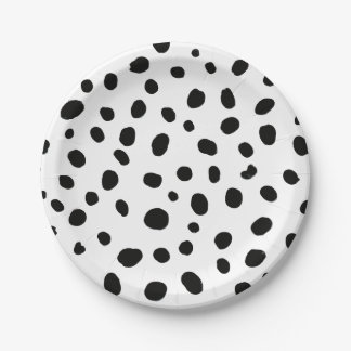Dog Black Spot Dalmatian Birthday Paper Plate