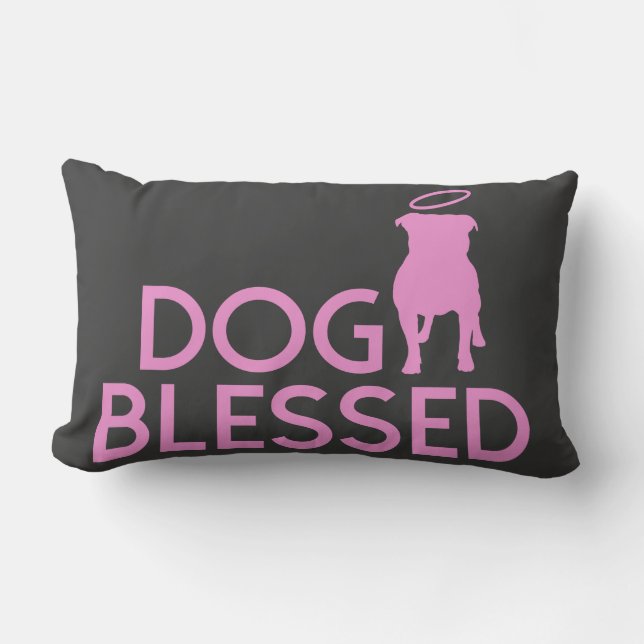"Dog Blessed" Pit Bull Angel Accent Pillow (Front)
