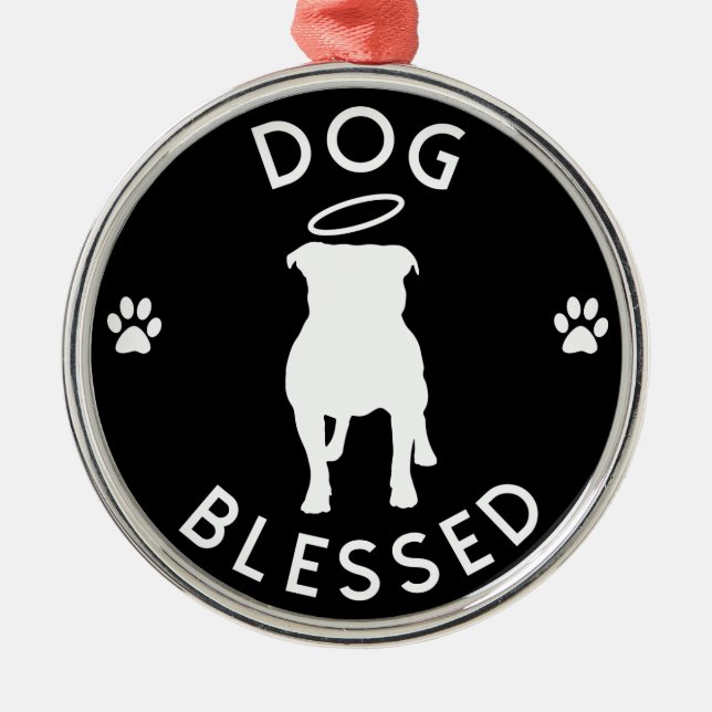 "Dog Blessed" Pit Bull Angel Round Ornament (Front)