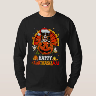 Dog Bloodhound Happy Hallothanksmas Halloween Than T-Shirt