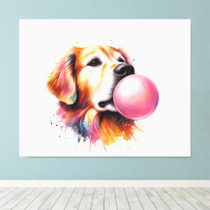 Dog  Blowing Bubble Canvas Print
