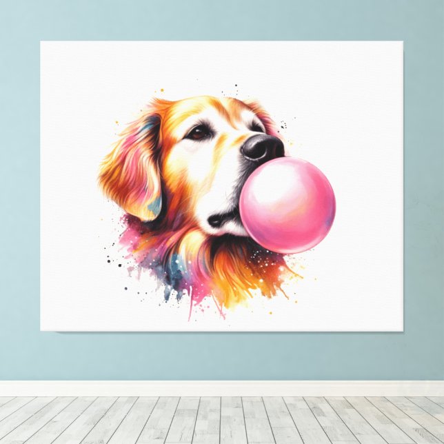 Dog  Blowing Bubble Canvas Print (Insitu(Wood Floor))