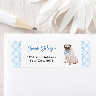 Dog Blue Gingham Baby Shower Address