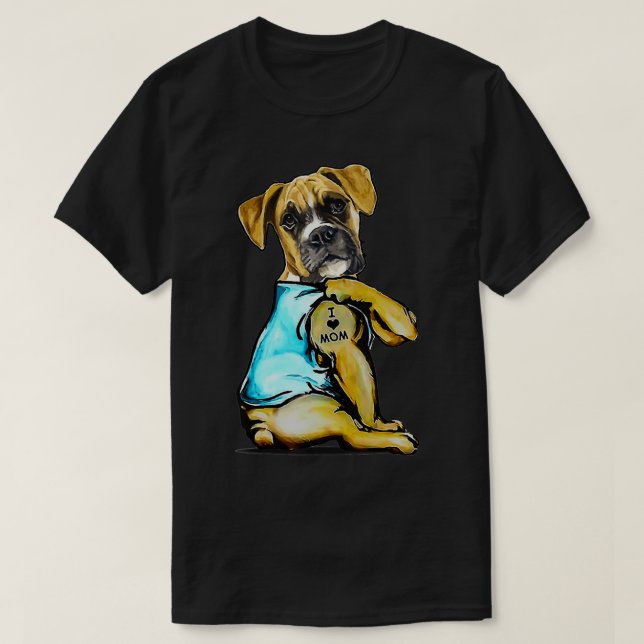 Dog Boer Dog Tattoo I Love Mom Mother's Day Lover  T-Shirt (Design Front)