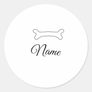 Dog bone add dog name photo custom personalised  classic round sticker