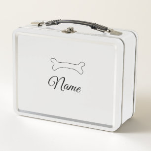 Dog bone add dog name photo custom personalised metal lunch box