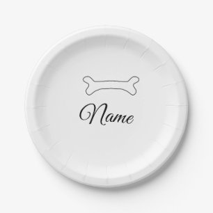 Dog bone add dog name photo custom personalised paper plate