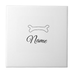 Dog bone add dog name photo custom personalised tile