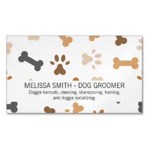 Dog Bone and Paw Prints Magnetic Business Card