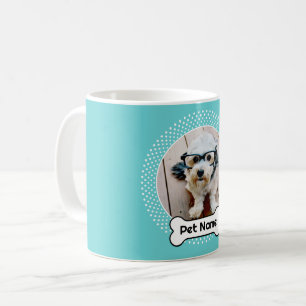 Dog Bone and Polka Dot Pet Photo Frame - Blue Coffee Mug