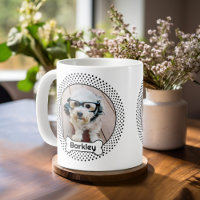 Dog Bone and Polka Dot Pet Photo Frame - White