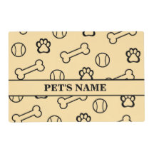 Dog Bone and Tennis Ball Pattern Placemat