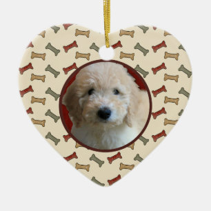 Dog Bone Christmas Puppy Picture Custom Date Ceramic Tree Decoration