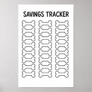 Dog Bone Collection Savings Challenge Tracker Poster