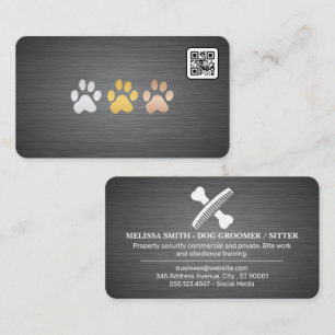 Dog Bone Comb Logo Groomer Pet Services Business Card