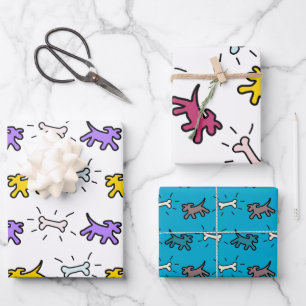 Dog Bone Graffiti Style 3 patterns WPS3 Wrapping Paper Sheet