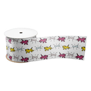 Dog Bone Graffiti Style Choose Colour L Ribbon 2 Satin Ribbon