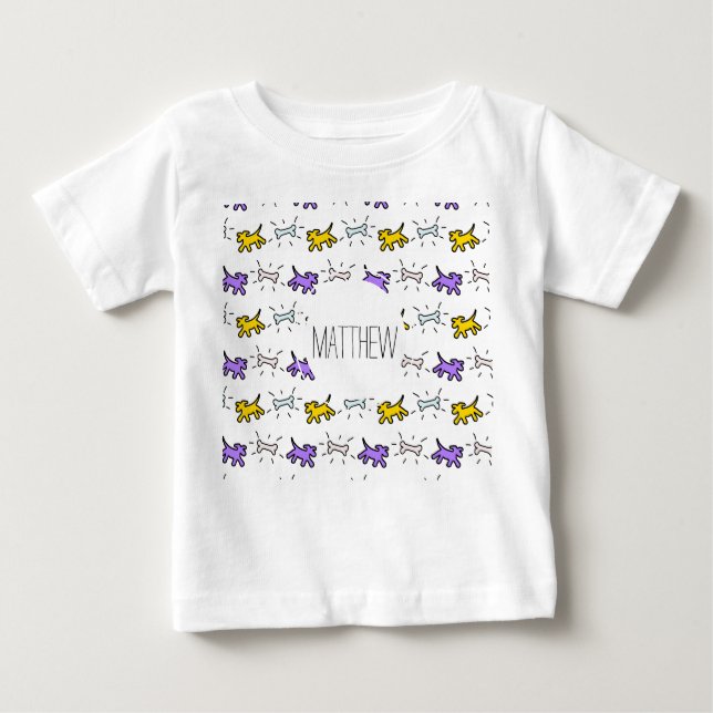 Dog Bone Graffiti Style Name Choose Colour Baby Te Baby T-Shirt (Front)