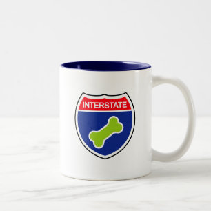 Dog Bone Interstate Sign Two-Tone Coffee Mug