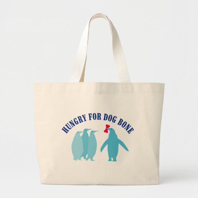 Dog Bone Lovers for Penguins Large Tote Bag (Front)