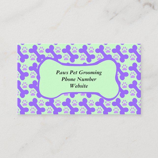 Dog Bone & Paw Business Card (Front)