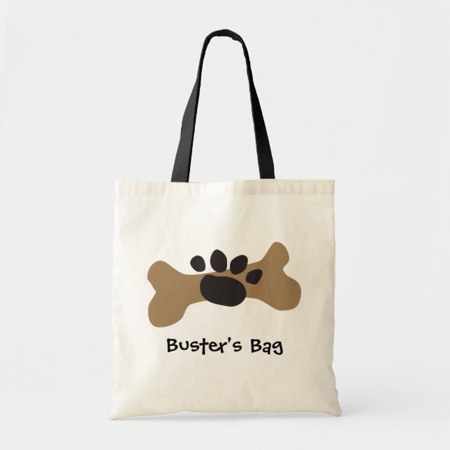 Dog Bone & Paw Print Tote Bag (Front)