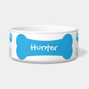 Dog Bone & Paw Prints Personalised Pet Dog Bowl