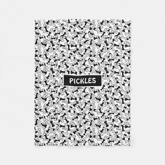 Dog Bone Pet Fleece Blanket (Front)