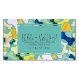 dog bone pet services magnetic business card