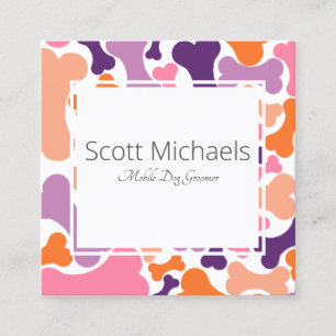 dog bone pet services square business card