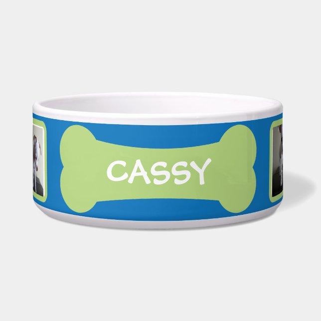 Dog Bone Photo Personalised Pet Bowl (Front)