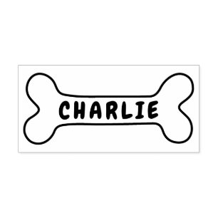 Dog bone with personalised name signature rubber stamp