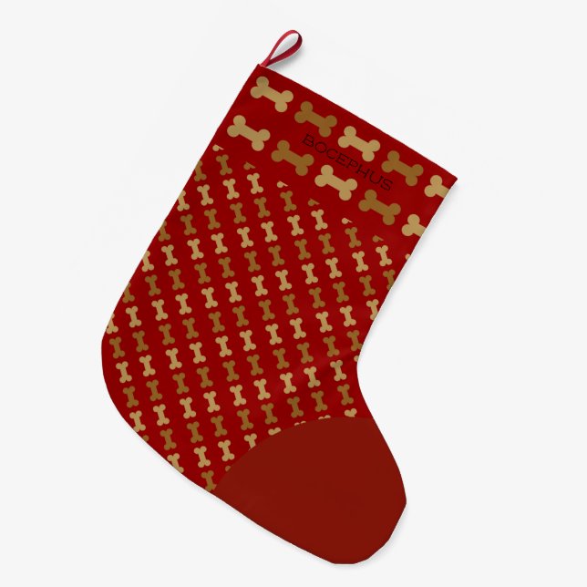 Dog Bones Large Christmas Stocking (Front (Hanging))