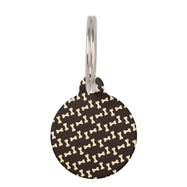 Dog bones on brown pattern pet tag (Front)