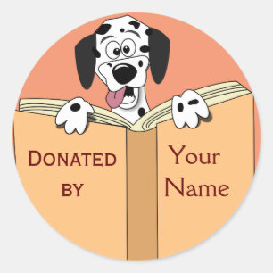 Dog Book Donation Stickers Personalised Name Text