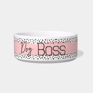 Dog Boss l Girly l Pink Polka Dot, dog  Bowl
