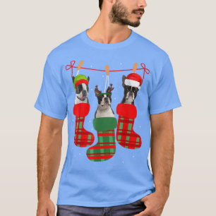 Dog Boston Terrier Christmas Socks Funny Xmas Paja T-Shirt