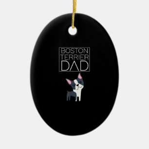 Dog Boston Terrier Dad  Mens  I Love Cute Funny Ceramic Tree Decoration