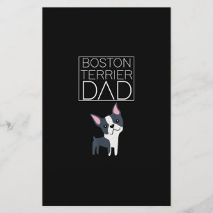 Dog Boston Terrier Dad Mens I Love Cute Funny Stationery