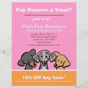 Dog Boutique Shop Three Pups Pink Coupon Ad Flyer