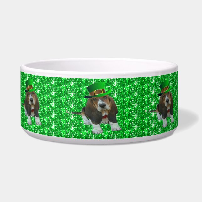 Dog Bowl Basset Hound St Patrick's (Left)