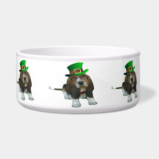 Dog Bowl Basset Hound St Patrick's (Left)