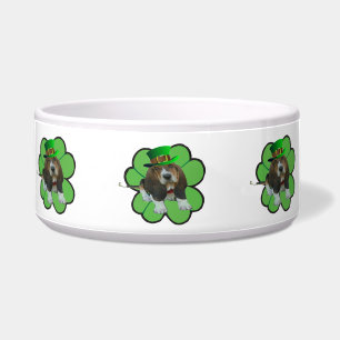 Dog Bowl Basset Hound St Patrick's Clover