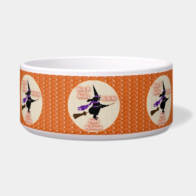 Dog Bowl Broom Stick Witch (Front)