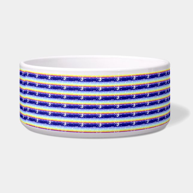 Dog Bowl Purple Blue Pink Striped (Front)